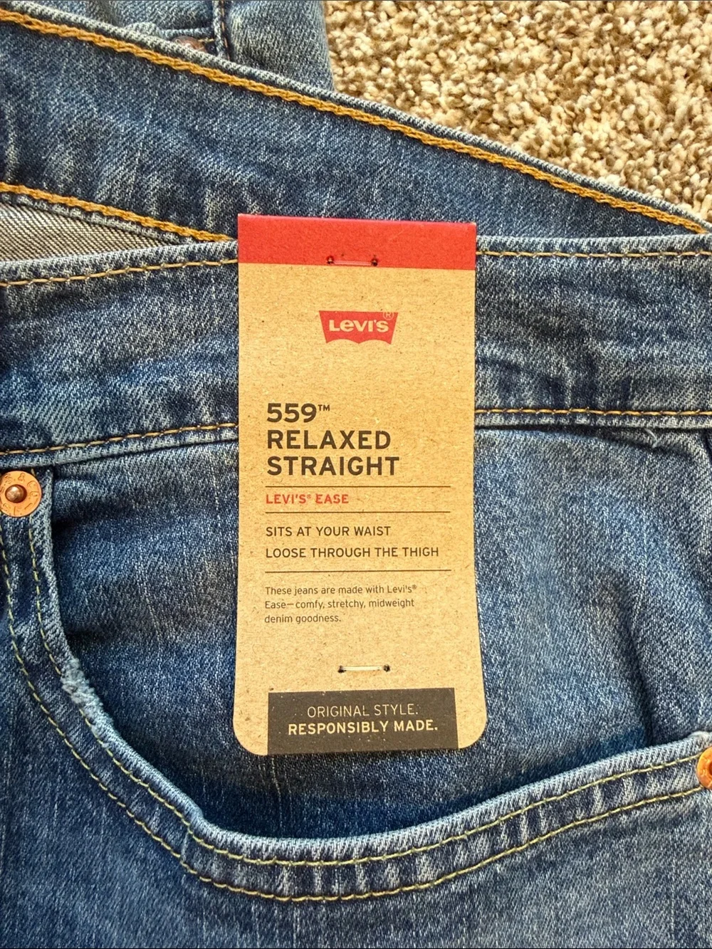 Levi's Men's Relaxed Straight Jeans in Medium & Dark Wash - 34x30 - Bundle of 2
